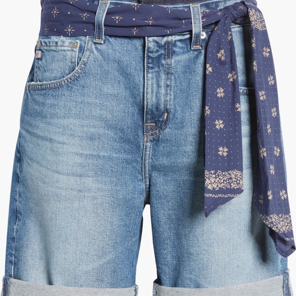 AG Sloane Belted High Waist Denim Shorts with Belt